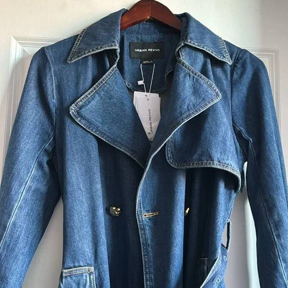 NWT Urbann Revivo Denim Trench Size L - Picture 2 of 4